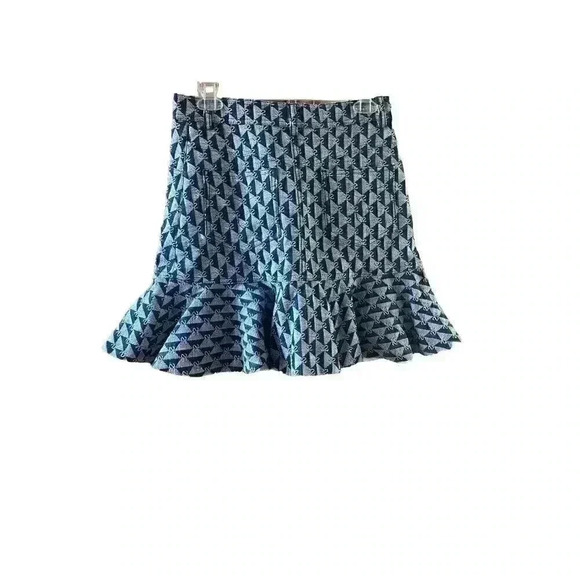NWT Sandro Women's Blue Navy Logo Ruffle Paulina Mini Skirt Size Small 2 4 - Picture 16 of 16